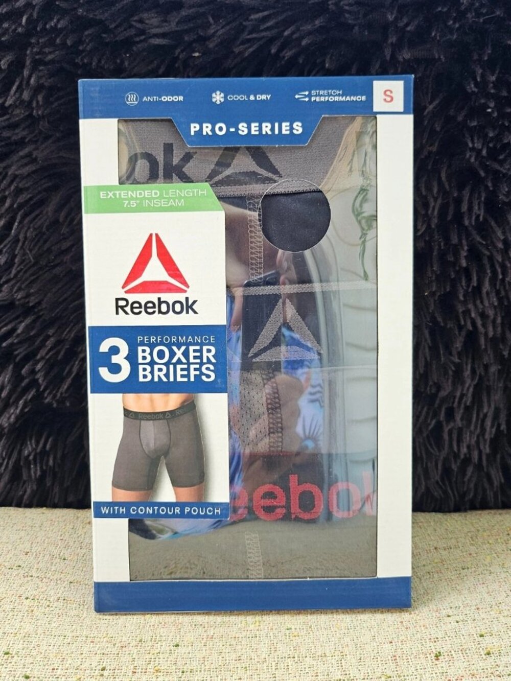 Reebok Men Boxer Briefs Underwear Cool & Dry Pro Series Extended Length Set of 3